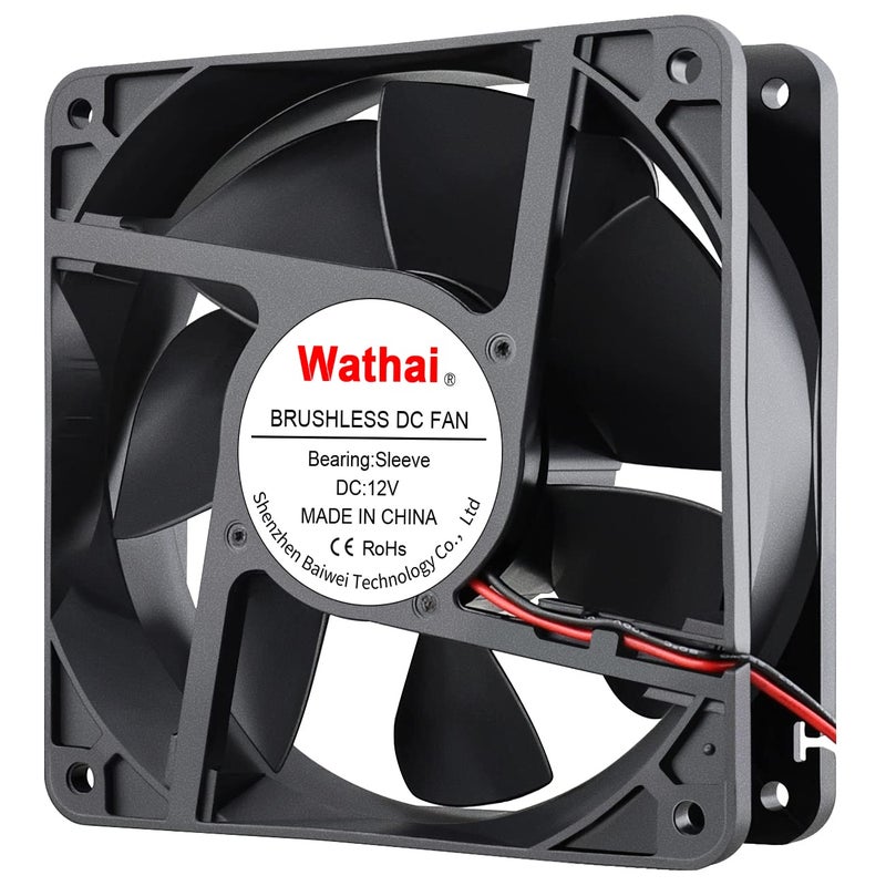 Wathai 2Pin 120mm x 38mm Brushless Cooling Case Fan 12V 2pin DC High Airflow Cooler Fan - Image 1